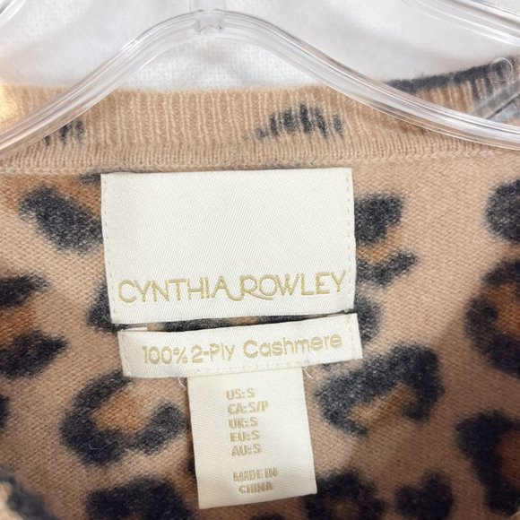 Cynthia Rowley 100% 2-Ply Cashmere Leopard Print Sweater Crewneck Size Small - Picture 3 of 5